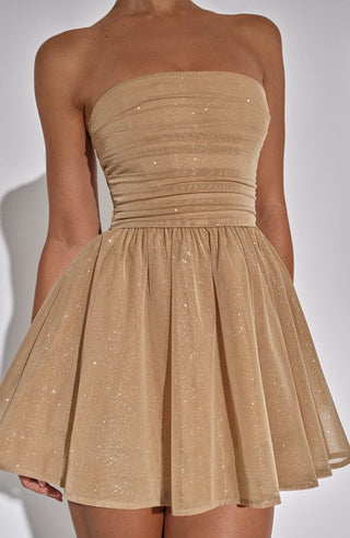 LUNA GLOW MINI DRESS - GOLD SPARKLE