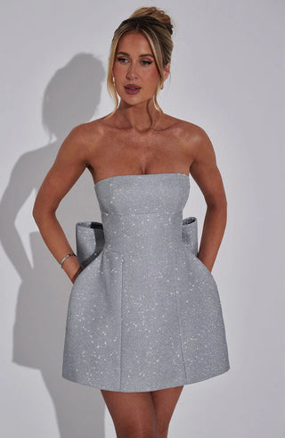 ALICE MINI DRESS - SILVER SPARKLE