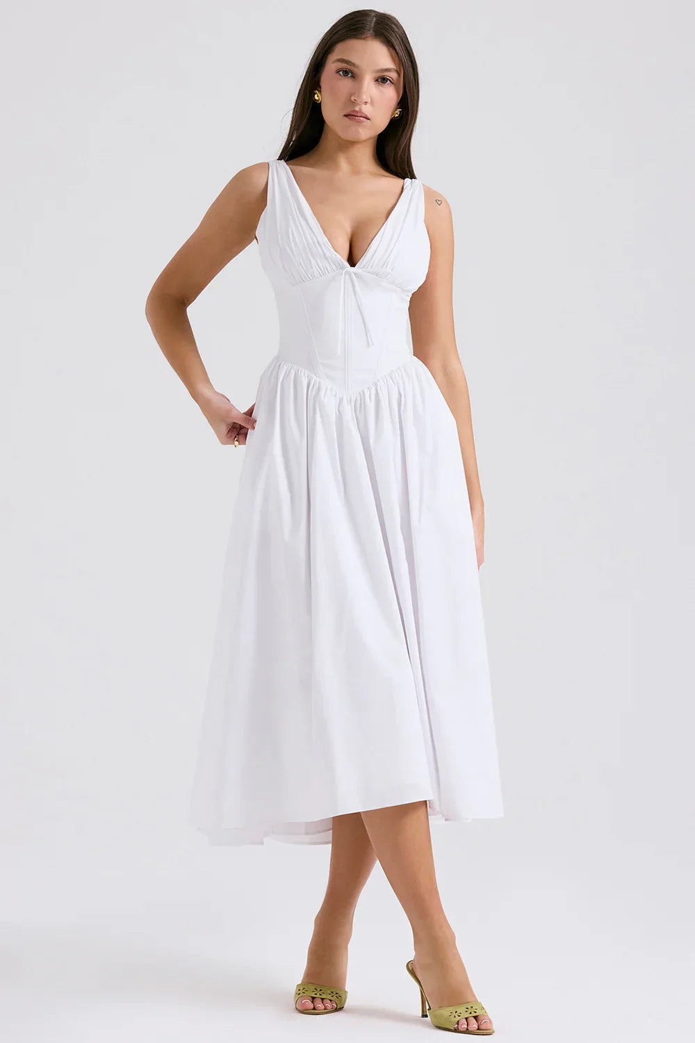 CRYSTAL MIDI DRESS - WHITE