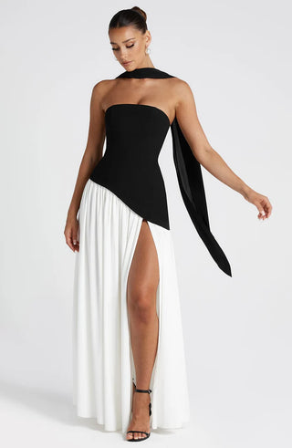 MALIYAH MAXI DRESS  - BLACK/WHITE