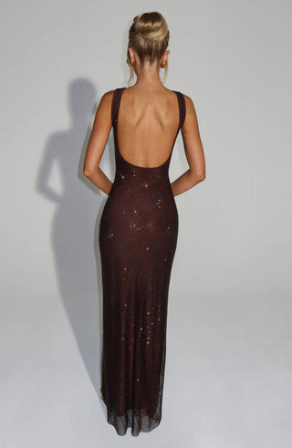PETRA MAXI DRESS - PLUM BROWN