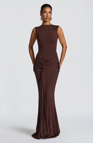 LORENZA MAXI DRESS - PLUM BROWN