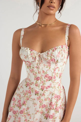SALY LACE UP DRESS - FLORAL