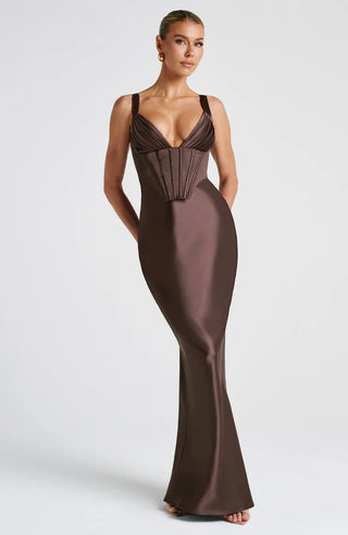 SHAE MAXI DRESS - PLUM BROWN