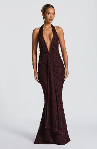 GUINEVERE MAXI DRESS - PLUM BROWN
