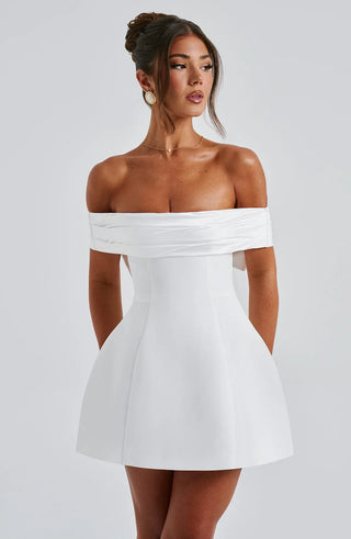 NOIR BLOOM MINI DRESS - WHITE