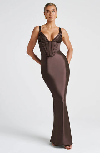 SHAE MAXI DRESS - PLUM BROWN