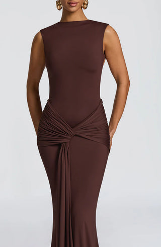 LORENZA MAXI DRESS - PLUM BROWN