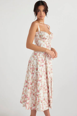 SALY LACE UP DRESS - FLORAL