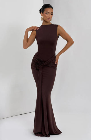 LORENZA MAXI DRESS - PLUM BROWN