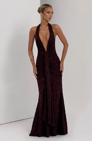 GUINEVERE MAXI DRESS - PLUM BROWN