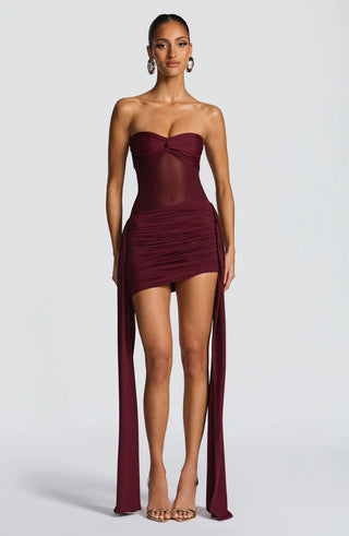 FIORELLA MINI DRESS - BURGUNDY