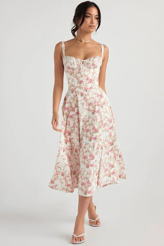 SALY LACE UP DRESS - FLORAL