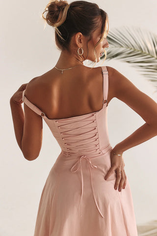 SALY LACE UP DRESS - PINK