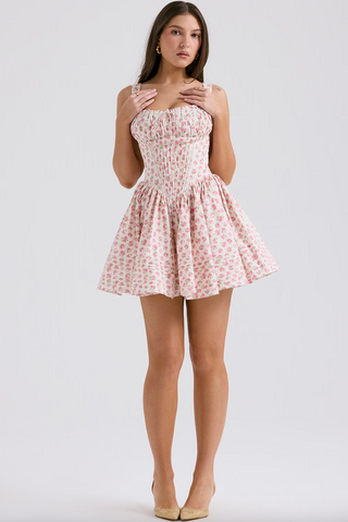 RHEA MINI DRESS - ROSE FLORAL