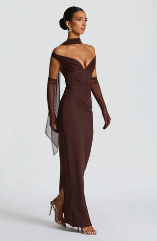 ABIGAIL MAXI DRESS - PLUM BROWN
