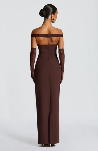ABIGAIL MAXI DRESS - PLUM BROWN