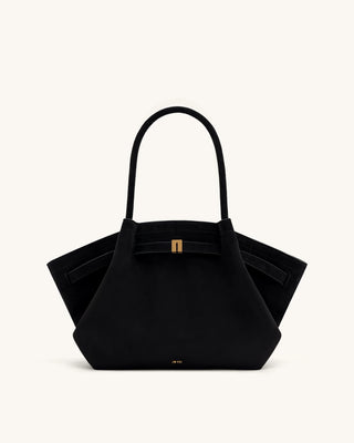 HANA MEDIUM SUEDE TOTE BAG - BLACK