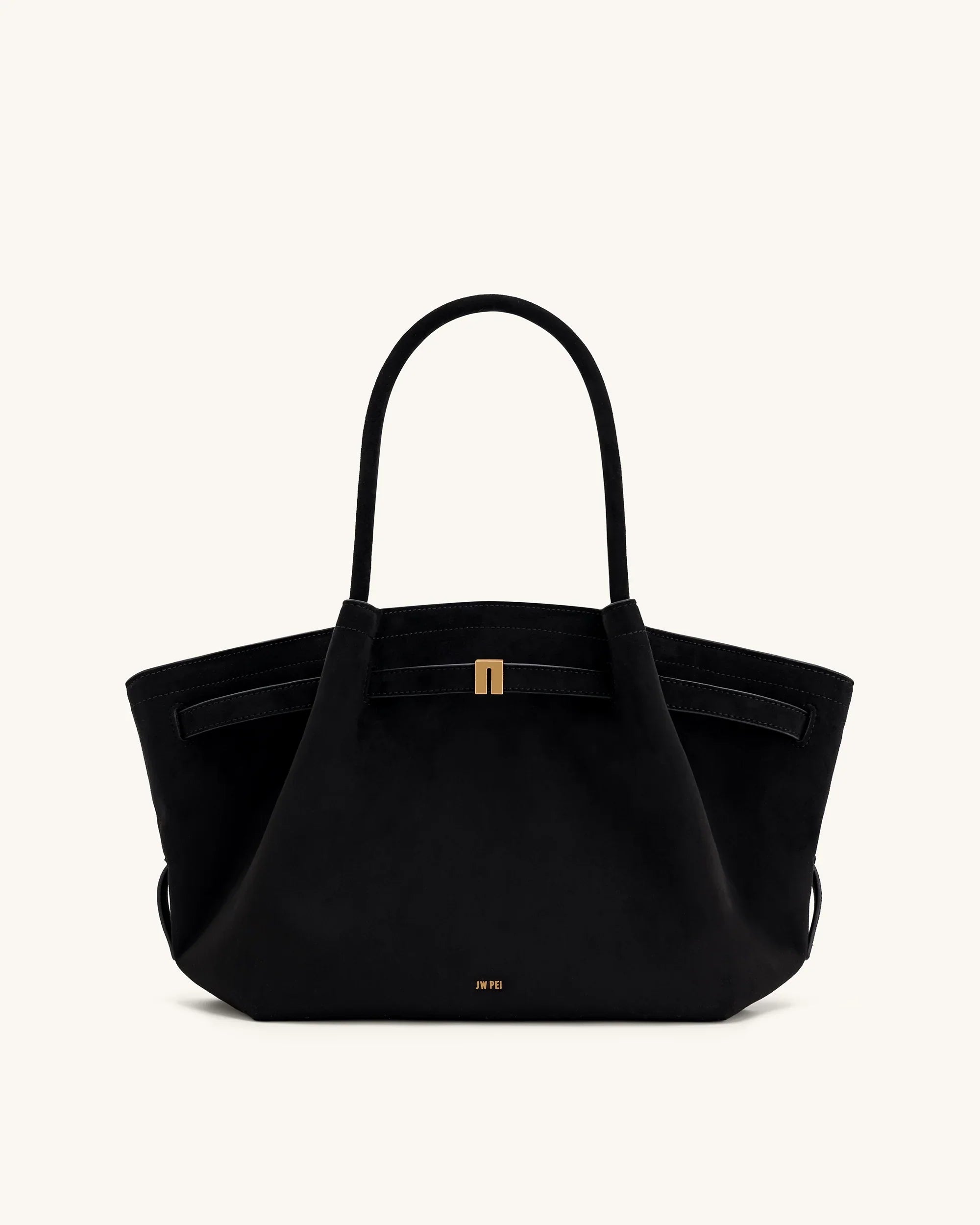 HANA MEDIUM SUEDE TOTE BAG - BLACK