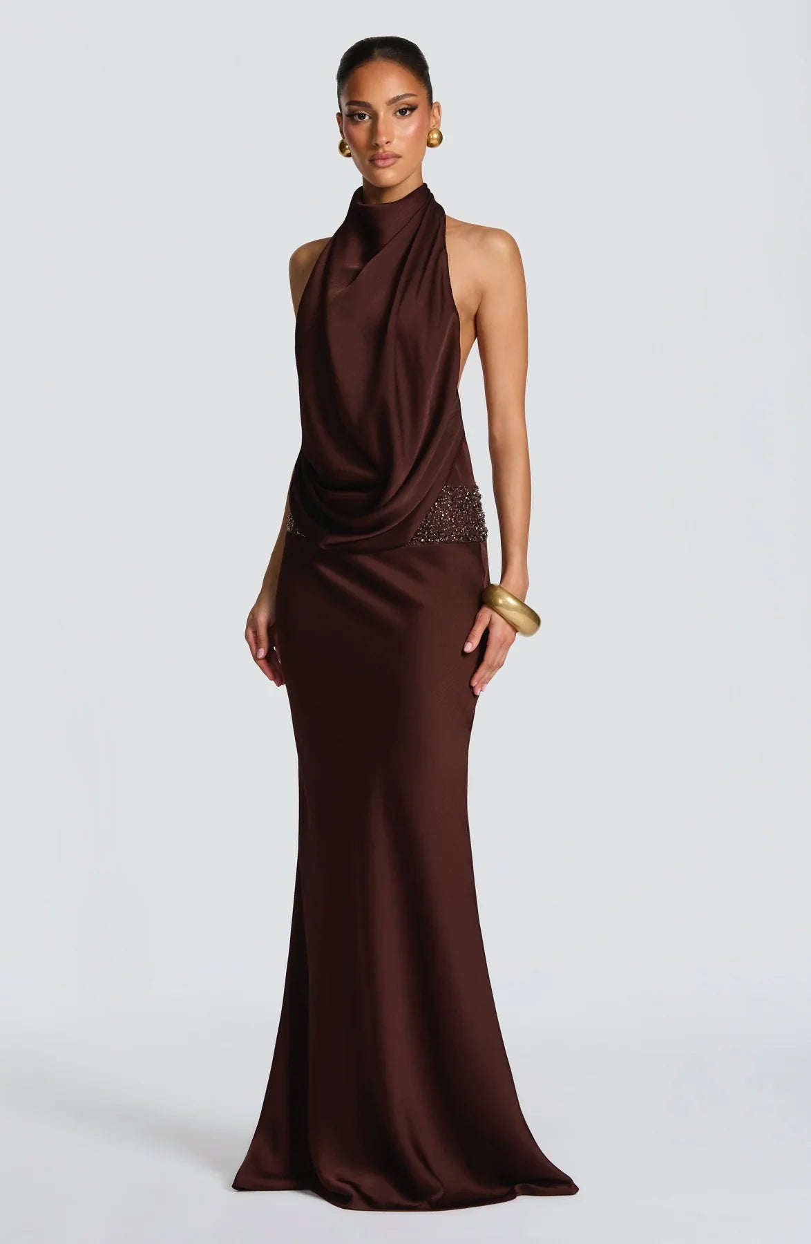 ARMELLE MAXI DRESS - PLUM BROWN