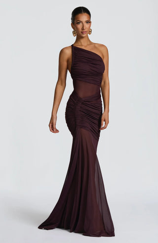 MARIANNE MAXI DRESS - PLUM BROWN