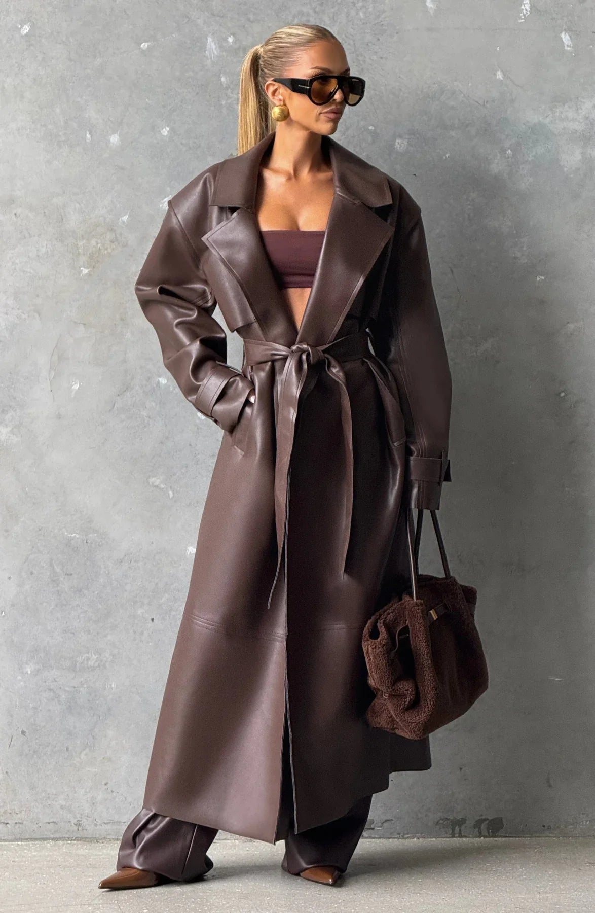 BRIDGET TRENCH COAT - PLUM BROWN