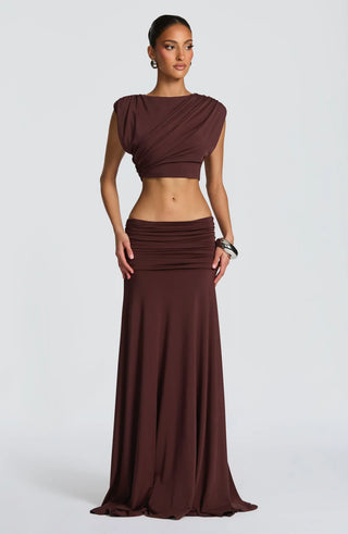 PAIGE MAXI DRESS - PLUM BROWN