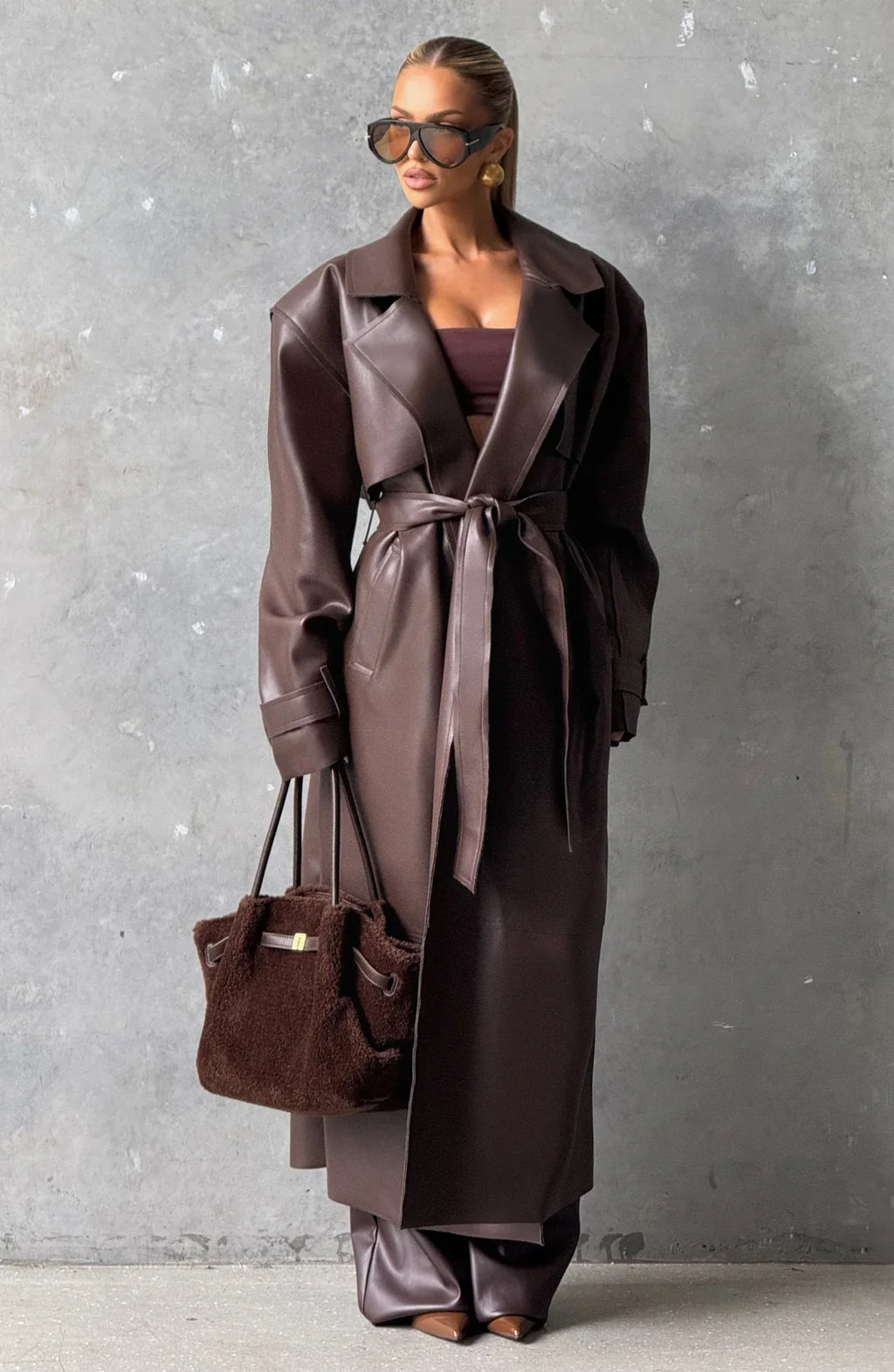 BRIDGET TRENCH COAT - PLUM BROWN