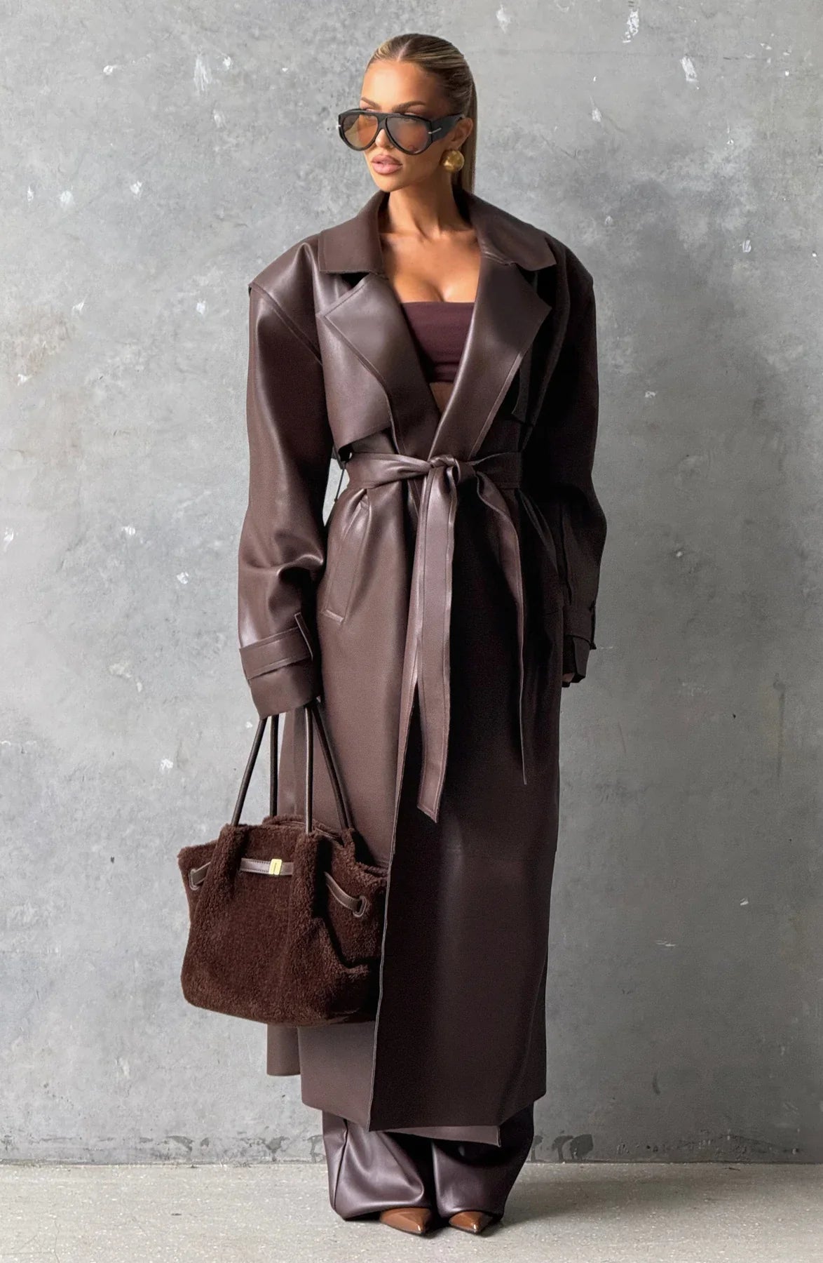 BRIDGET TRENCH COAT - PLUM BROWN