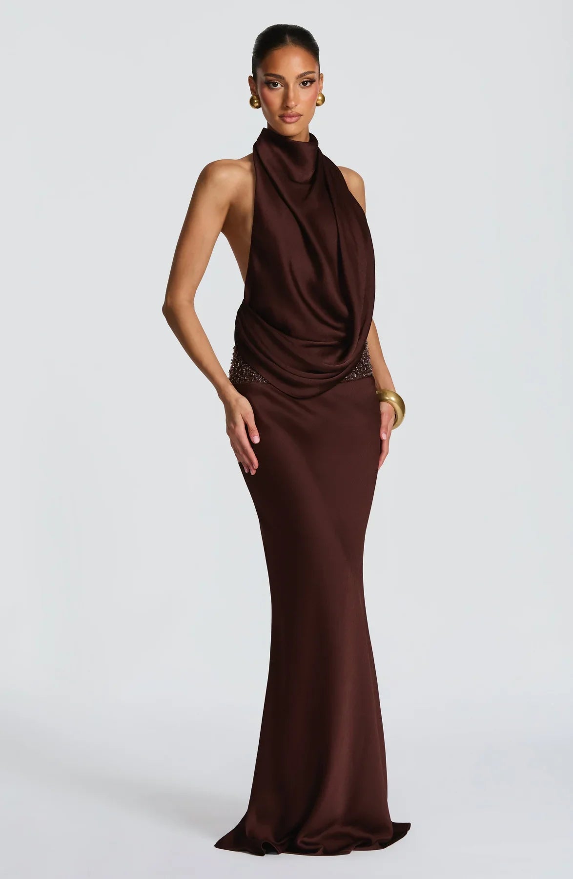 ARMELLE MAXI DRESS - PLUM BROWN
