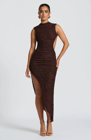 APHRODITE MIDI DRESS - BROWN