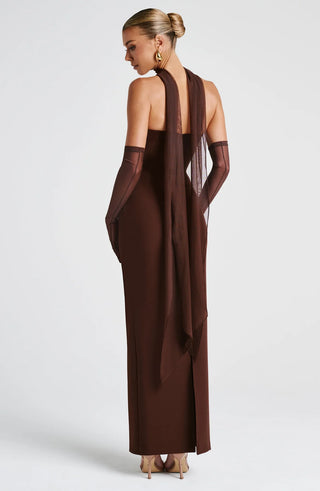 YULIA MAXI DRESS - PLUM BROWN