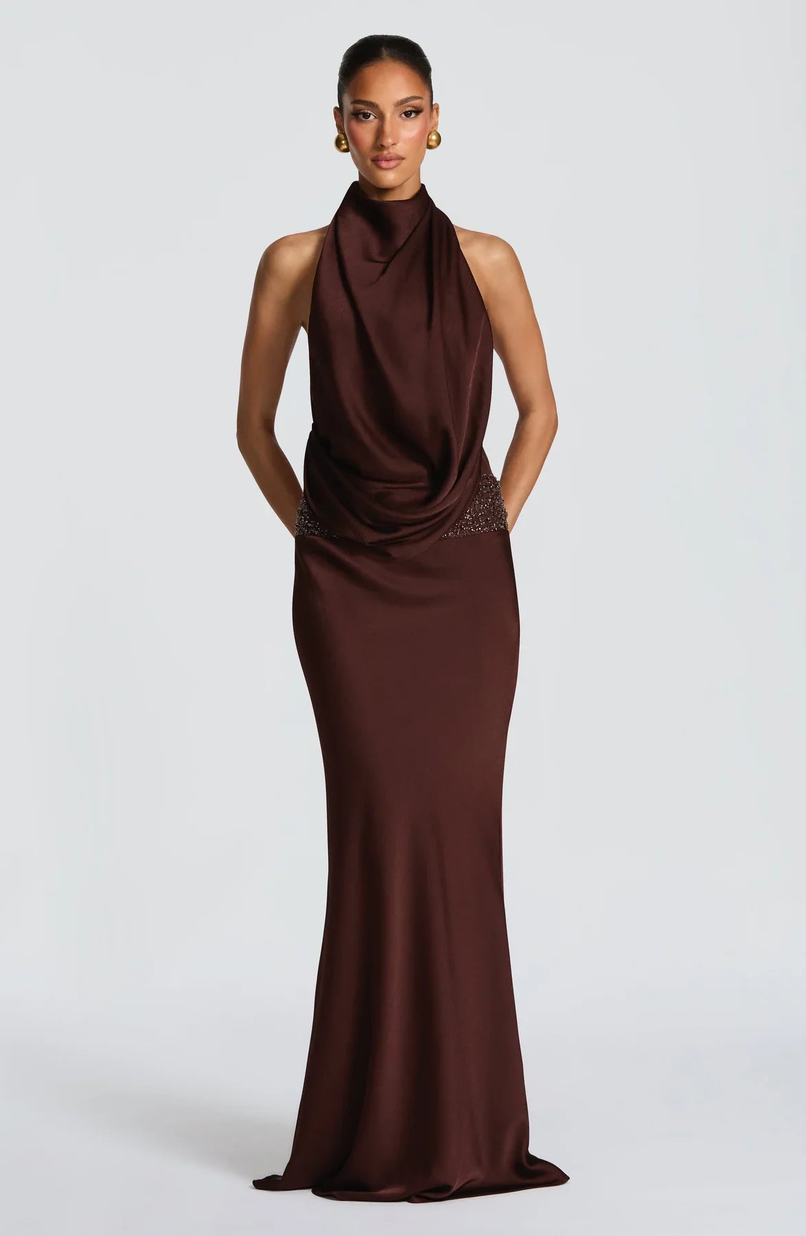 ARMELLE MAXI DRESS - PLUM BROWN
