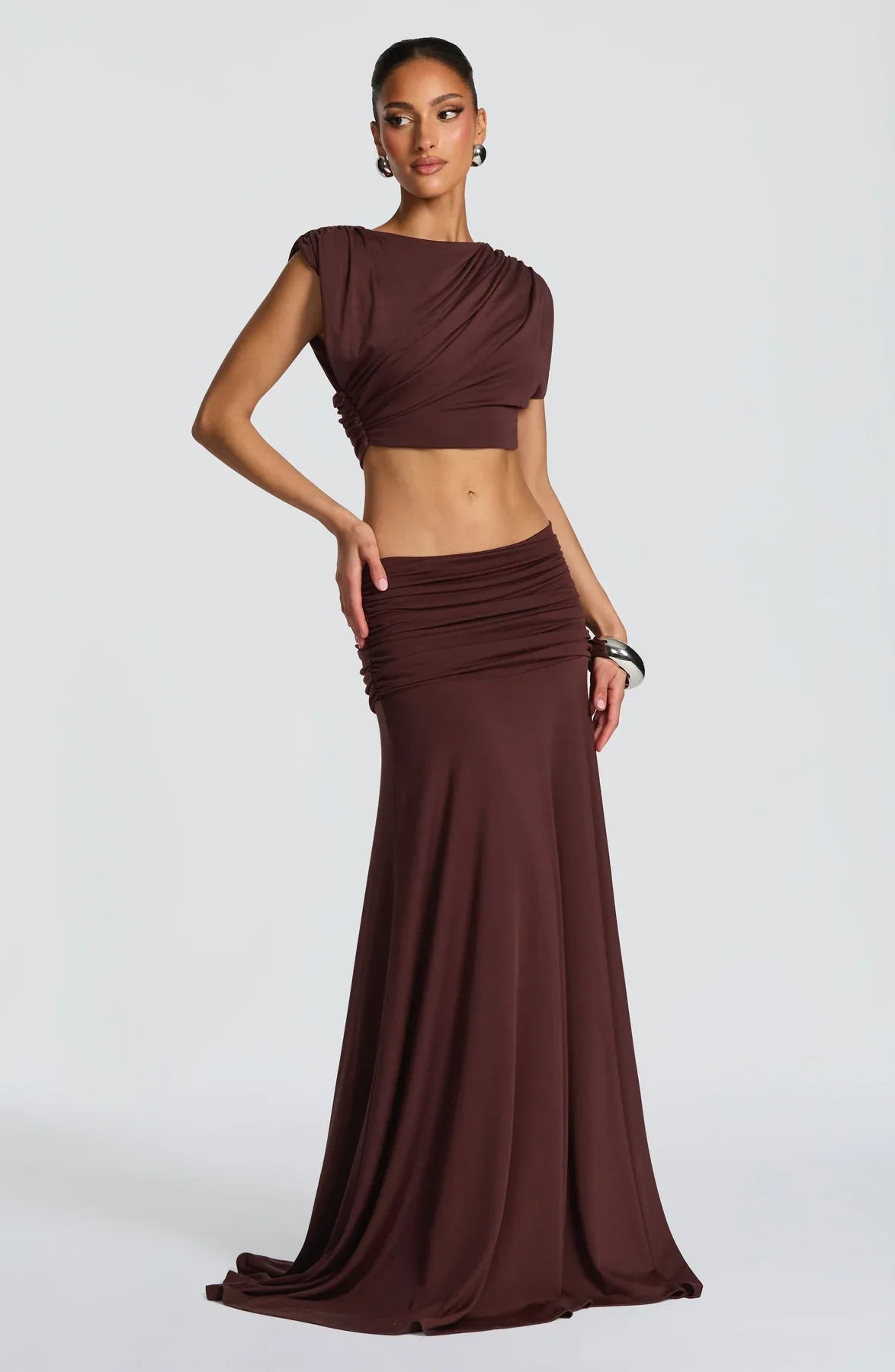 PAIGE MAXI DRESS - PLUM BROWN