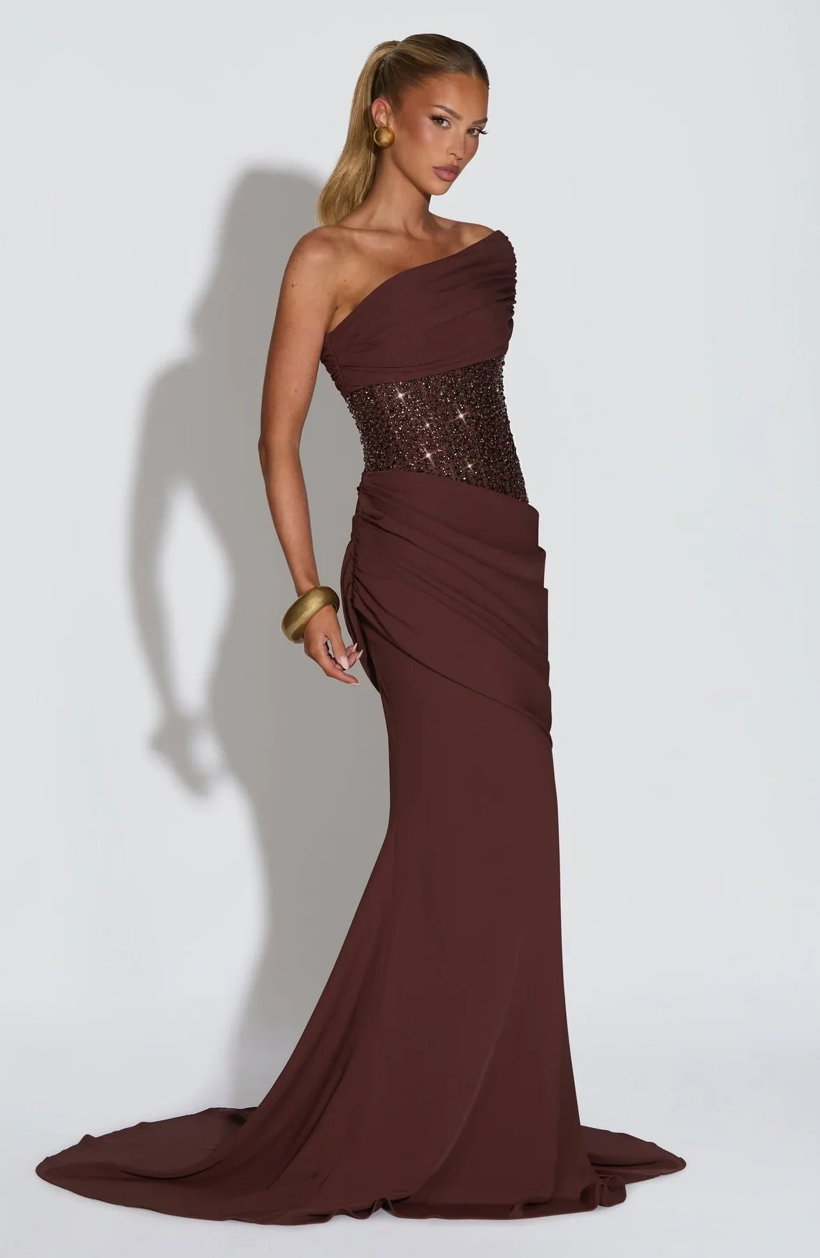 ELLORA MAXI DRESS - PLUM BROWN