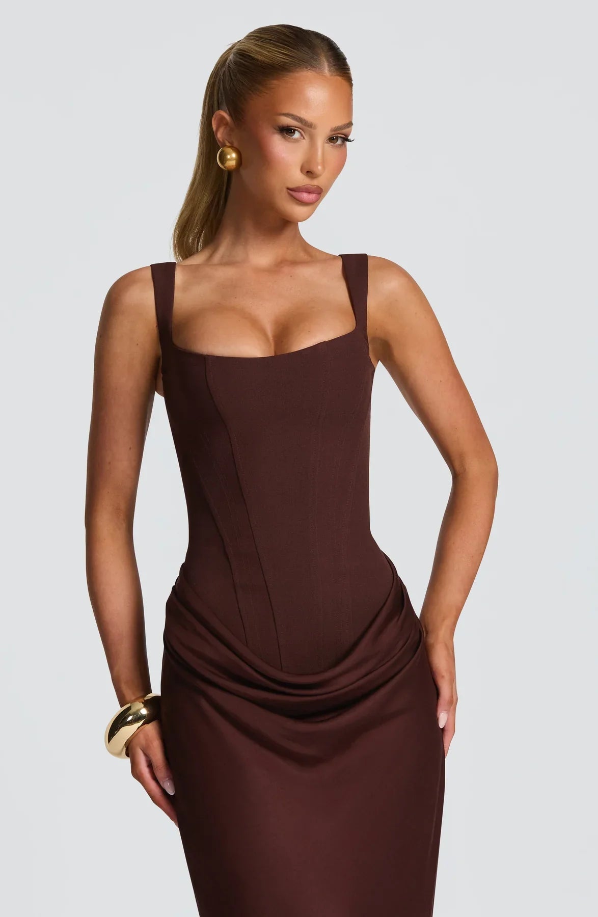 CORNELIA MAXI DRESS - PLUM BROWN