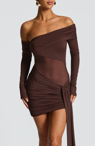MAVRA MINI DRESS - PLUM BROWN