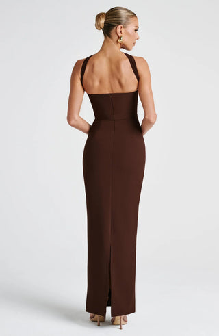 YULIA MAXI DRESS - PLUM BROWN