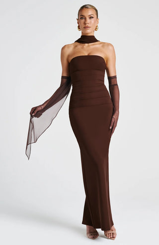 YULIA MAXI DRESS - PLUM BROWN