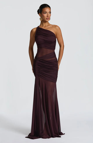 MARIANNE MAXI DRESS - PLUM BROWN