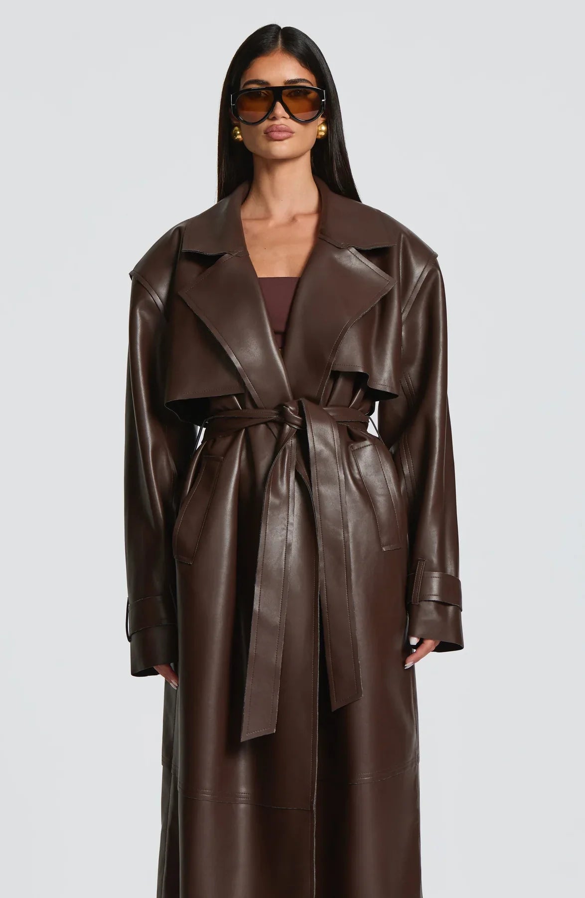 BRIDGET TRENCH COAT - PLUM BROWN