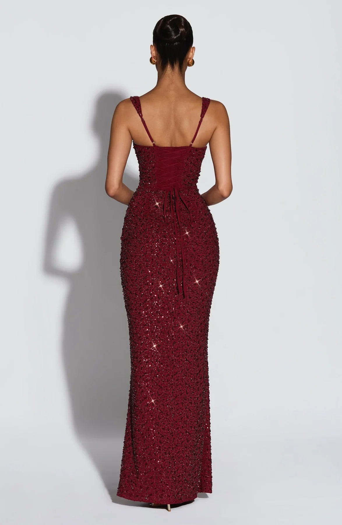 CALANTHE MAXI DRESS - BURGUNDY SPARKLE