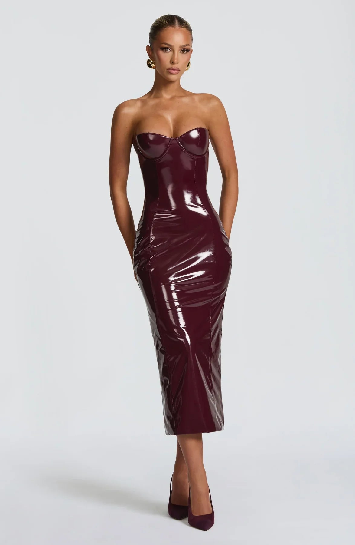 AMALA MIDI DRESS - BURGUNDY