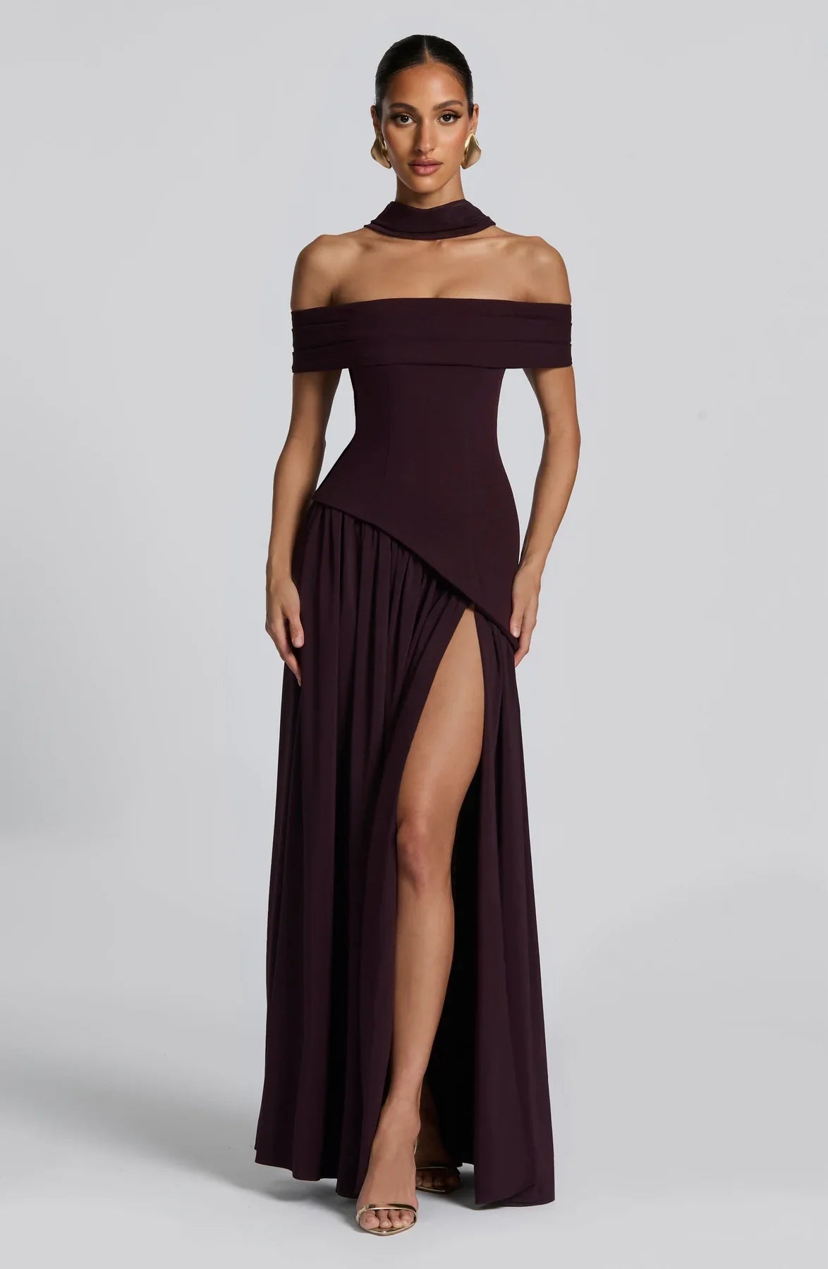 DELILAH MAXI DRESS - PLUM BROWN