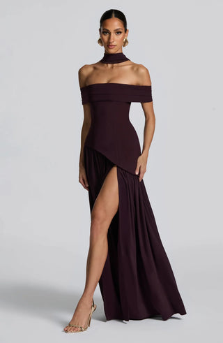 DELILAH MAXI DRESS - PLUM BROWN