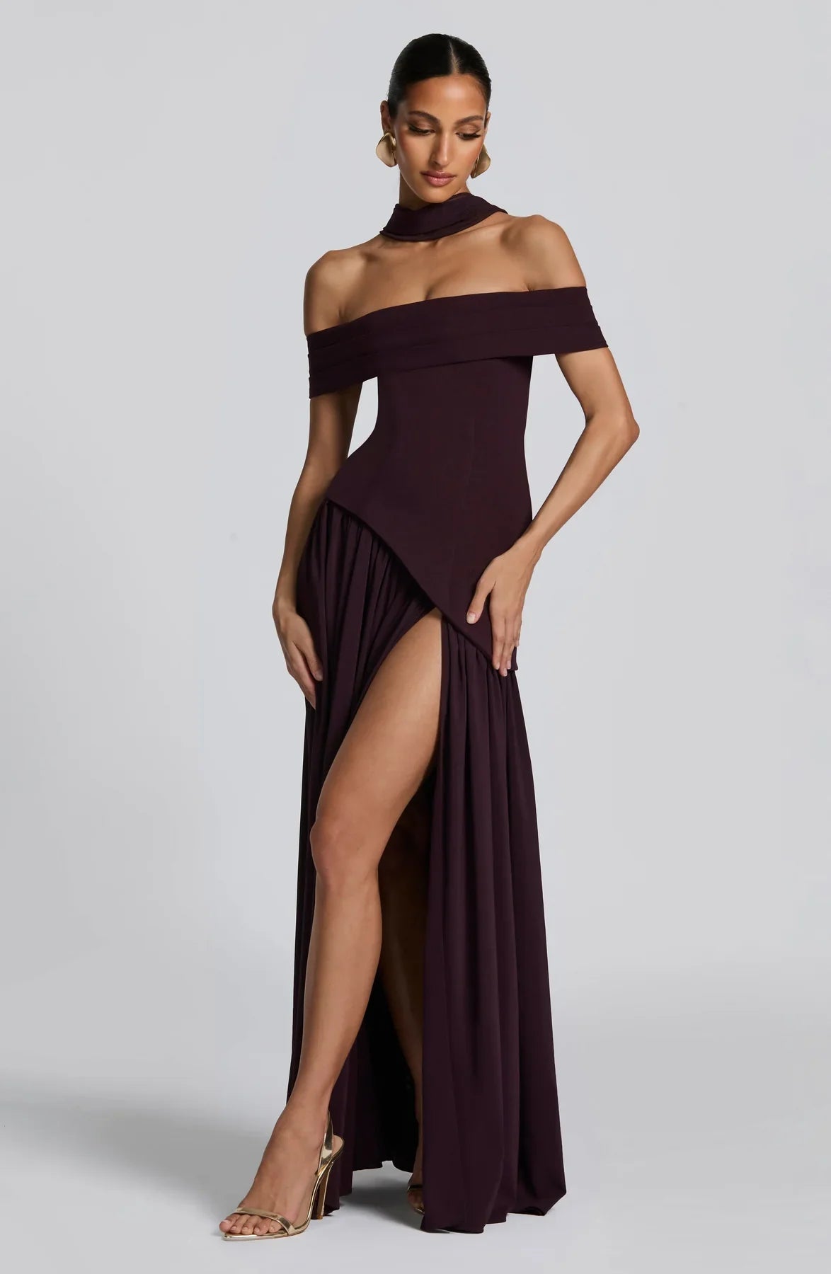 DELILAH MAXI DRESS - PLUM BROWN