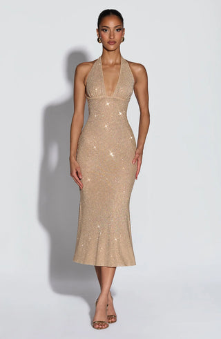SONORA MIDI DRESS - GOLD