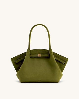 HANA MEDIUM SUEDE TOTE BAG - GREEN