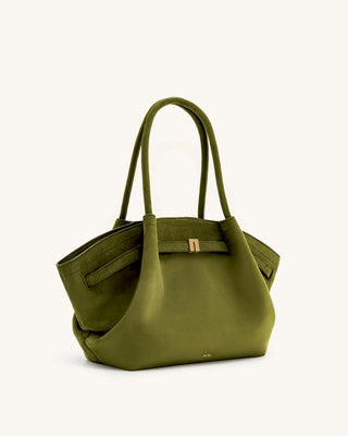 HANA MEDIUM SUEDE TOTE BAG - GREEN