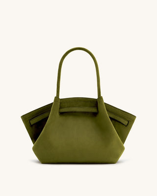 HANA MEDIUM SUEDE TOTE BAG - GREEN